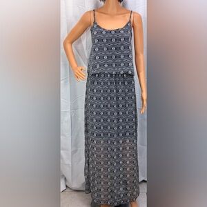 Liberty Love Geometric Maxi Sun dress in Black and Gray